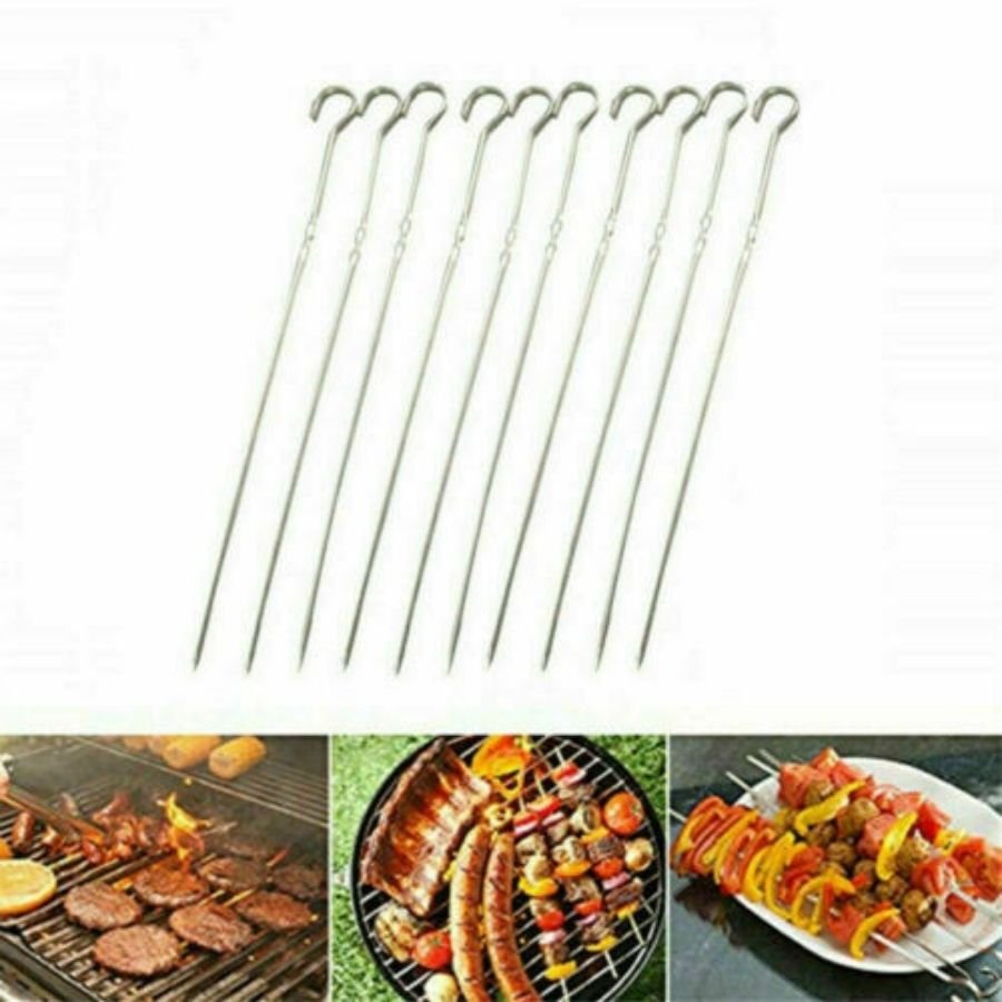 12x Metal BBQ Barbecue Kebab Sticks – 37cm