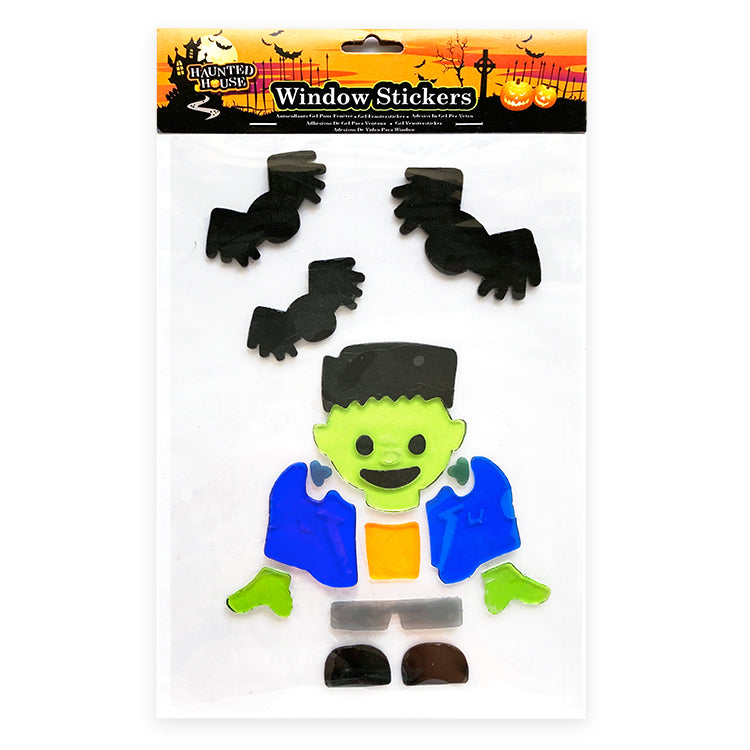 Frankenstein And Bats Large Window Gel Sticker Set