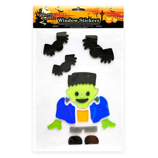 Frankenstein And Bats Large Window Gel Sticker Set