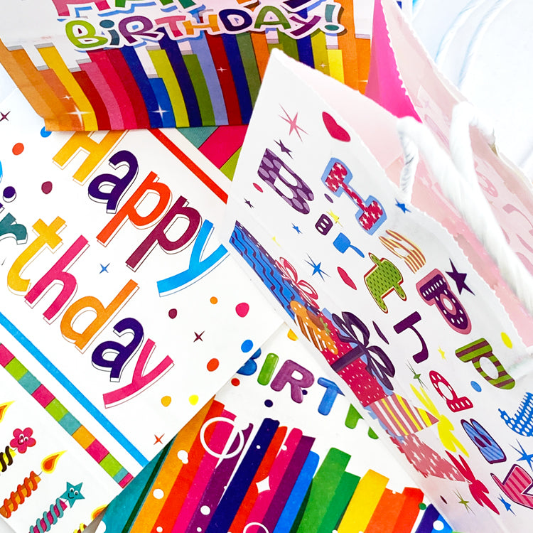 Brights Happy Birthday Deluxe Party Bags x 48 ( BULK BUY )