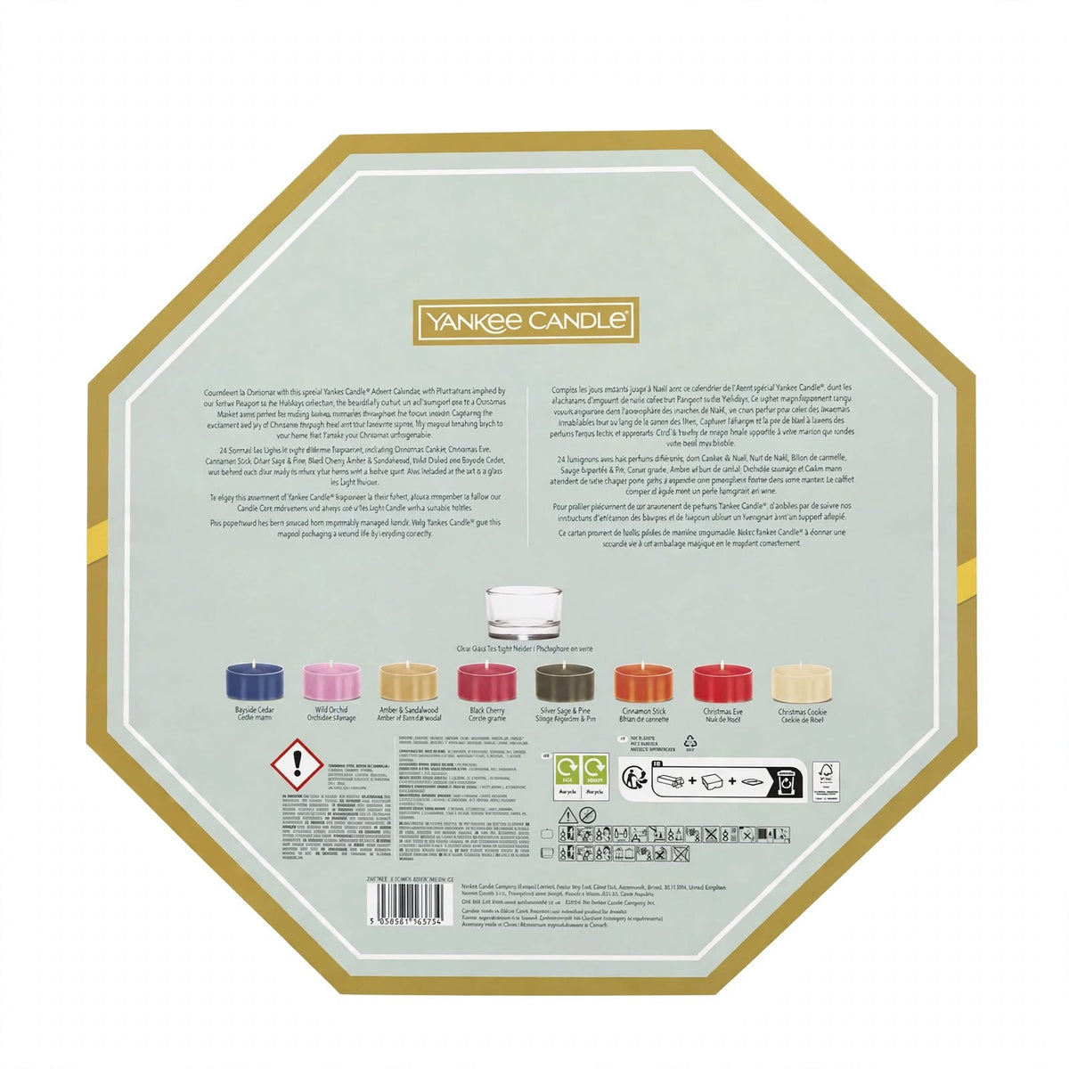 Yankee Candle Advent Calendar Wreath includes 24 Tea Lights & 1 Tea Light Holder - Passport to the Holidays Edition