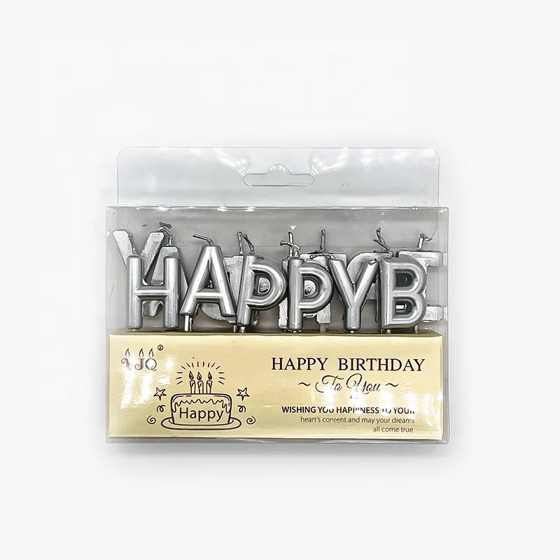 Happy Birthday Candle Letters Gold - Silver - Rose Gold - Yellow