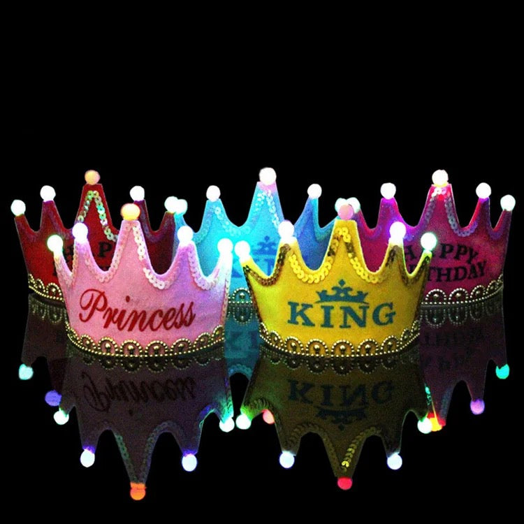 High Quality Pink Crown LED Light Birthday Party Hat Birthday Hat Party Birthday Hat For Boy Girl Adult