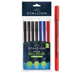 Pull Cap Gel Pens Pack Of 7 Assorted Colours P3058