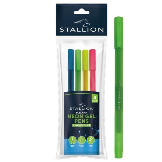 4 Pack Neon Gel Ink Pens Red Orange Yellow Green Blue P3059