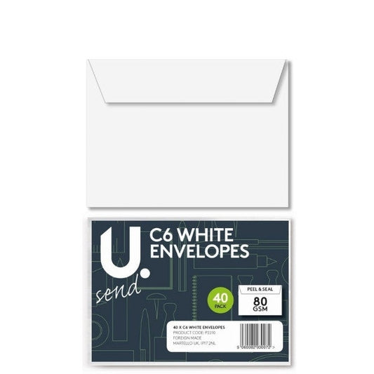 C6 White Envelope Home Office Use Envelopes 40 Pack P2210