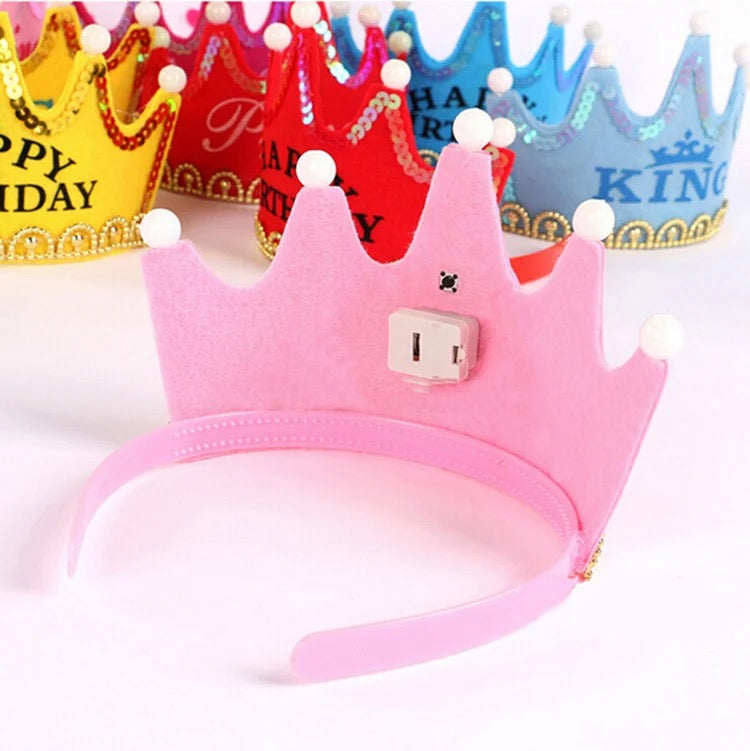 High Quality Pink Crown LED Light Birthday Party Hat Birthday Hat Party Birthday Hat For Boy Girl Adult