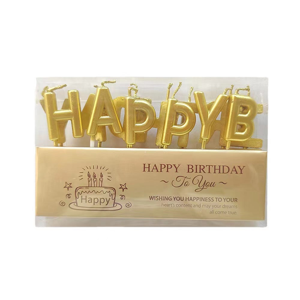 Happy Birthday Candle Letters Gold - Silver - Rose Gold - Yellow