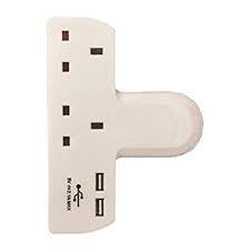 T-Shape 2 Way Adapter With 2 x USB Charger ELA1153