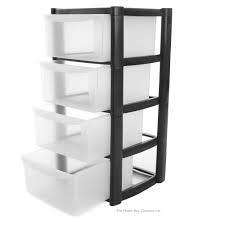 4 Tier Plastic Storage Drawer Tower Unit Storage Box Clear 80 x 36 x 40 cm Assorted Colours LL5223