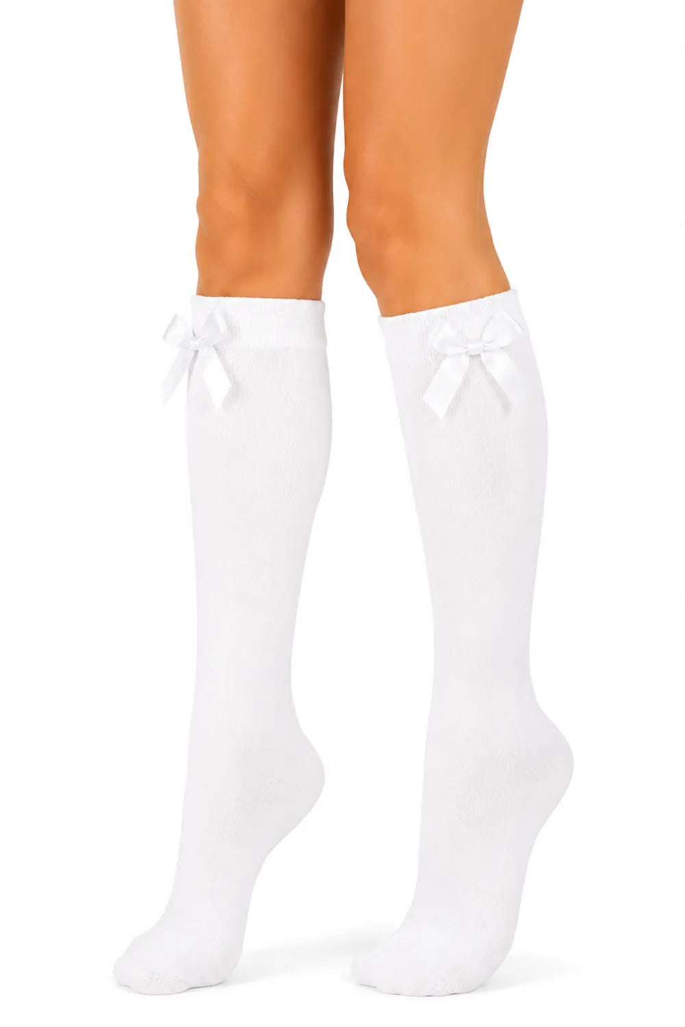 3 Pairs of Girls Knee High Socks with Satin Bow - 4 Colours Available - UK 4-6