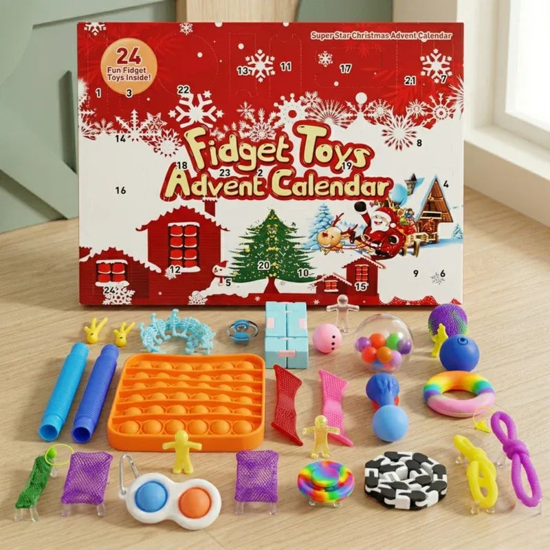 Fidget Toy Advent Calendar - 24 Day Fidget Advent Calendar - Poppit's, Squishy, Sensory Toys, Stretchy Tubes, Toys & More for Kids & Adults