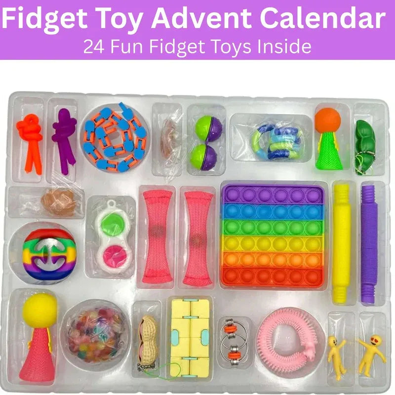 Fidget Toy Advent Calendar - 24 Day Fidget Advent Calendar - Poppit's, Squishy, Sensory Toys, Stretchy Tubes, Toys & More for Kids & Adults