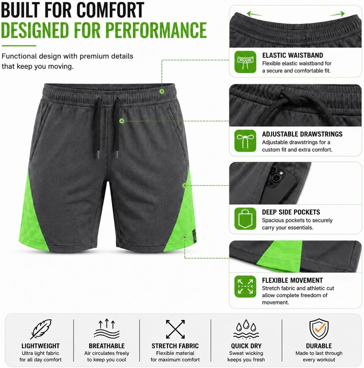 Mens Activewear T-Shirt and Shorts Set - Casual Two Piece Summer Co-Ord Outfit Gym Sportswear Activewear Lightweight Breathable Holiday Summer Set