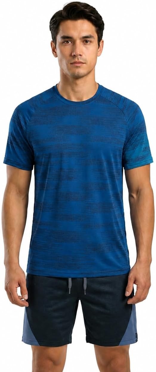 Mens Activewear T-Shirt and Shorts Set - Casual Two Piece Summer Co-Ord Outfit Gym Sportswear Activewear Lightweight Breathable Holiday Summer Set