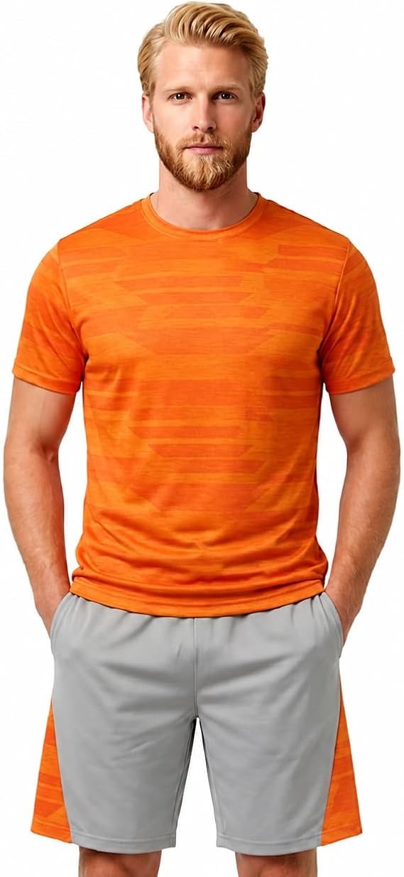 Mens Activewear T-Shirt and Shorts Set - Casual Two Piece Summer Co-Ord Outfit Gym Sportswear Activewear Lightweight Breathable Holiday Summer Set