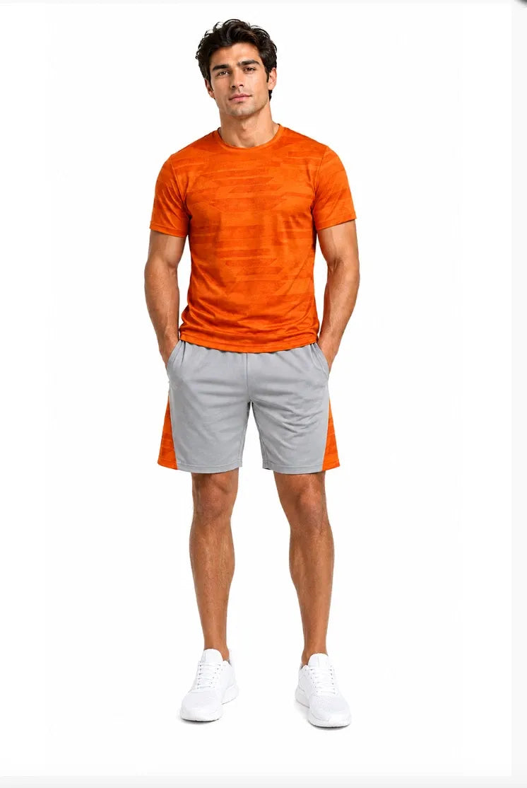 Mens Activewear T-Shirt and Shorts Set - Casual Two Piece Summer Co-Ord Outfit Gym Sportswear Activewear Lightweight Breathable Holiday Summer Set