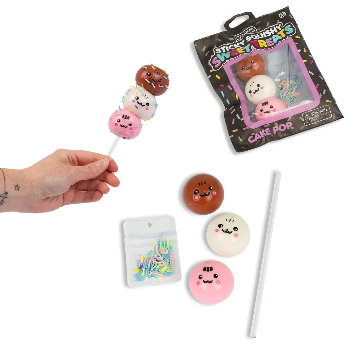 Scrunchems Sticky Squishy Sweet Treats Cake Pop - Fidget Sensory ASMR Squish Toy
