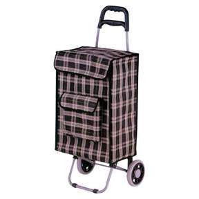 Shopping Trolley Foldable Square Tartan Print Pattern 2 Wheels Assorted Colours 2129