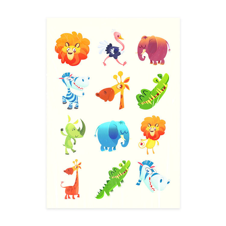 Jungle Super Tattoo Sheet ( 12 Tattoos )