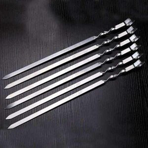 6 x 60cm Barbecue Kebab Skewers Flat Needle