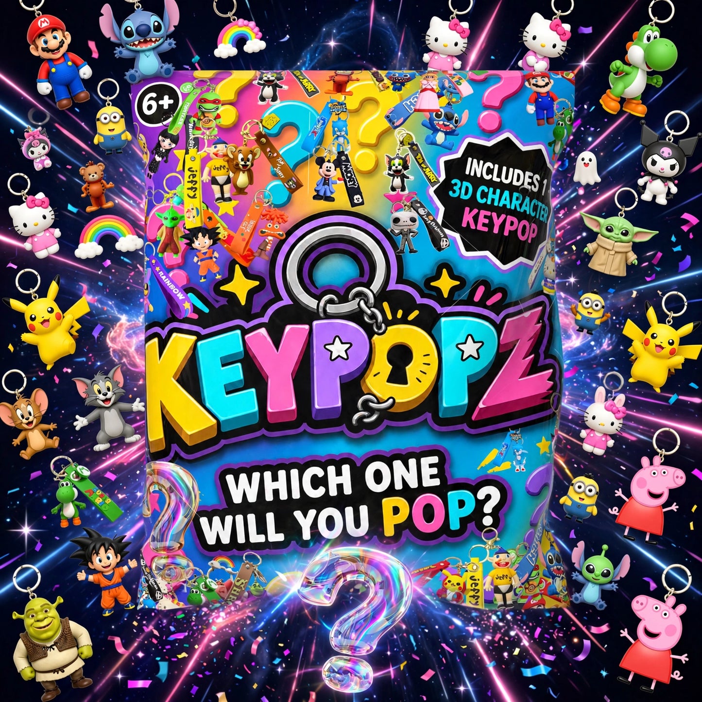 KeyPopz - 1 Character KeyPopz Keychain Inside