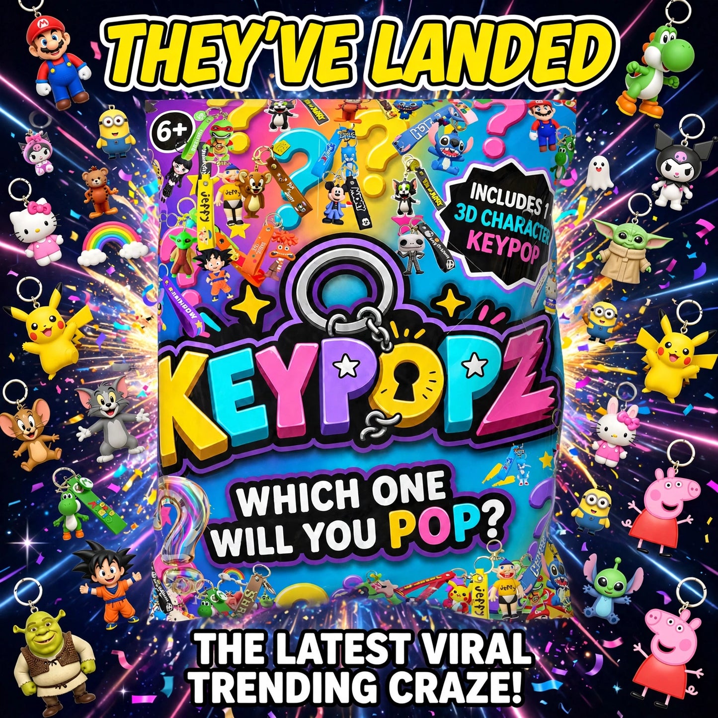 KeyPopz - 1 Character KeyPopz Keychain Inside