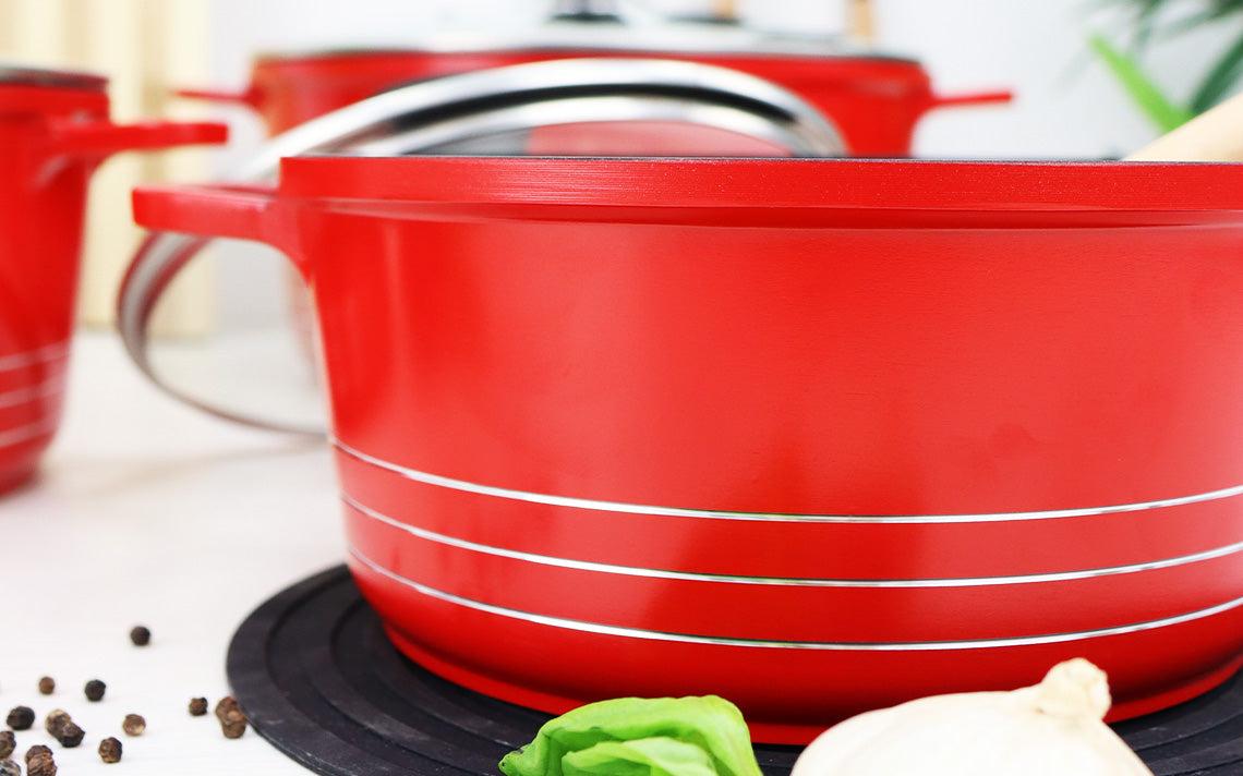 Laria Non Stick Die Cast Stockpot Pan Set 3pcs Red 10568 / AA2211