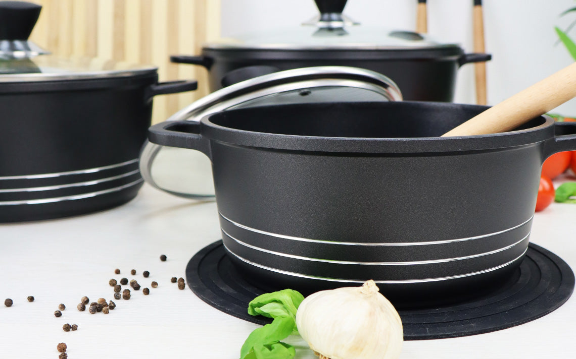 Laria Non Stick Die Cast Stockpot Pan Set 3Pcs Black 10181 /