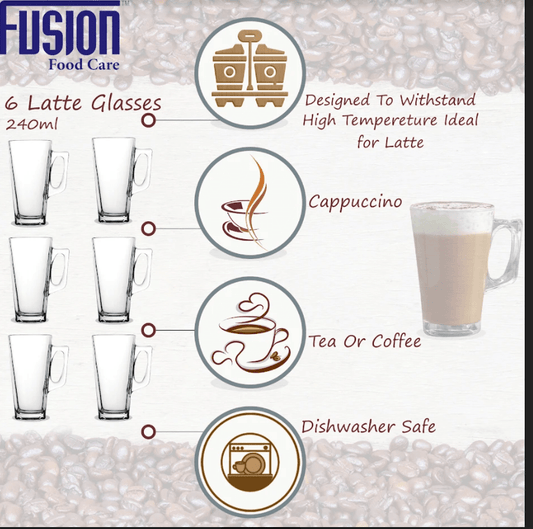 Latte Glasses 240ml Set of 6 4944