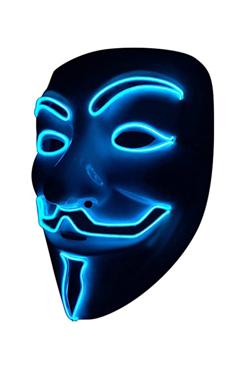 Light Up White Vendetta Mask With Blue Colour Light
