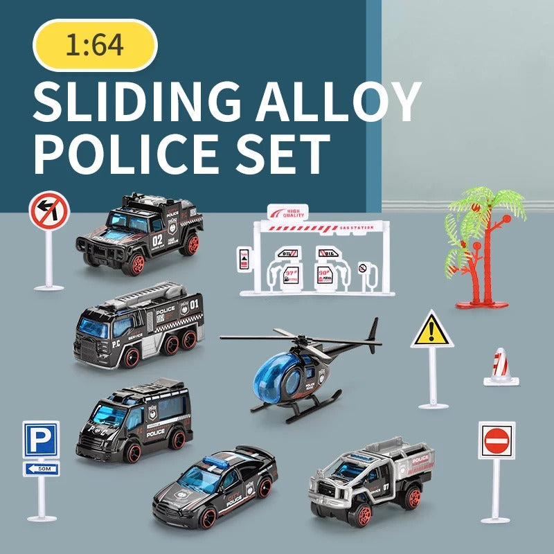 Toy Police Car Playset with Carry Case
