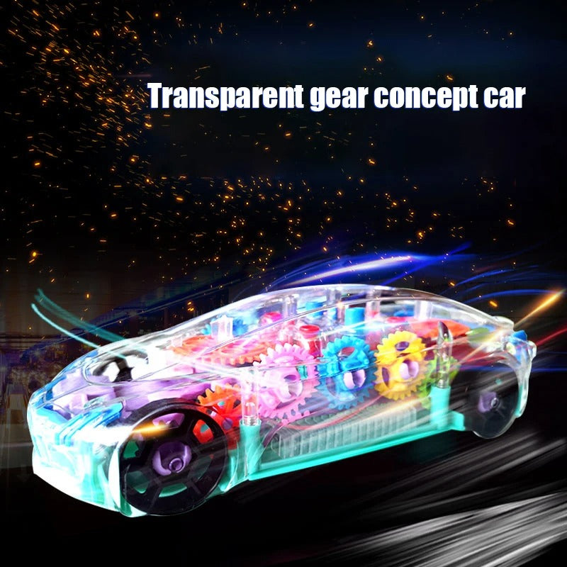 Gear Light Up Transparent Spinning Racing Car with Sound & Lights