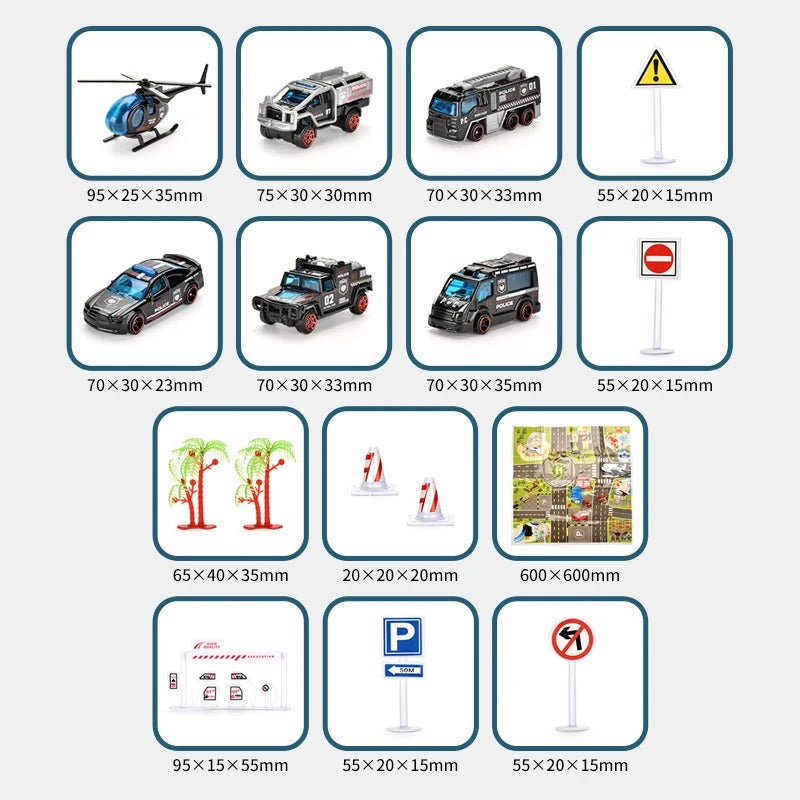 Toy Police Car Playset with Carry Case