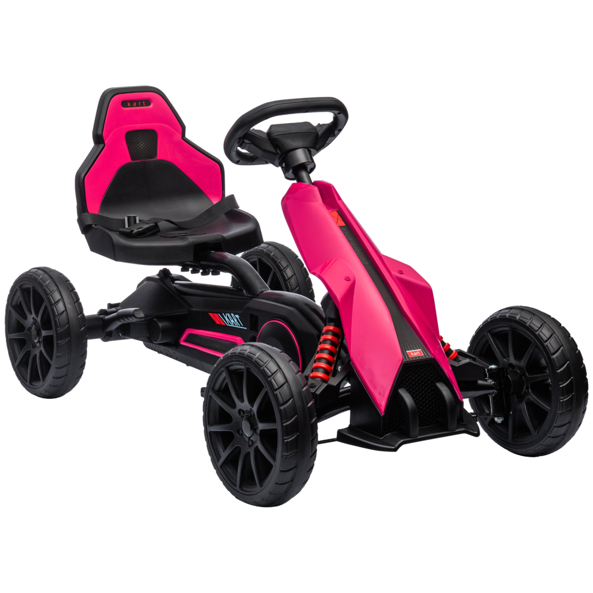 Kids Pedal Go Kart with Adjustable Seat, Handbrake - Pink