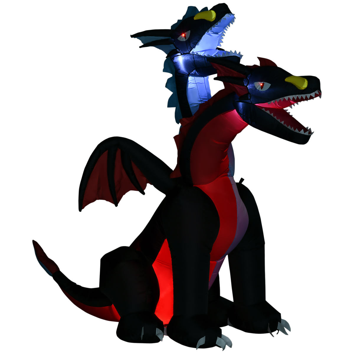 7FT Blow Up Tall Halloween Inflatable Dragon with 2 Heads and LED Lights