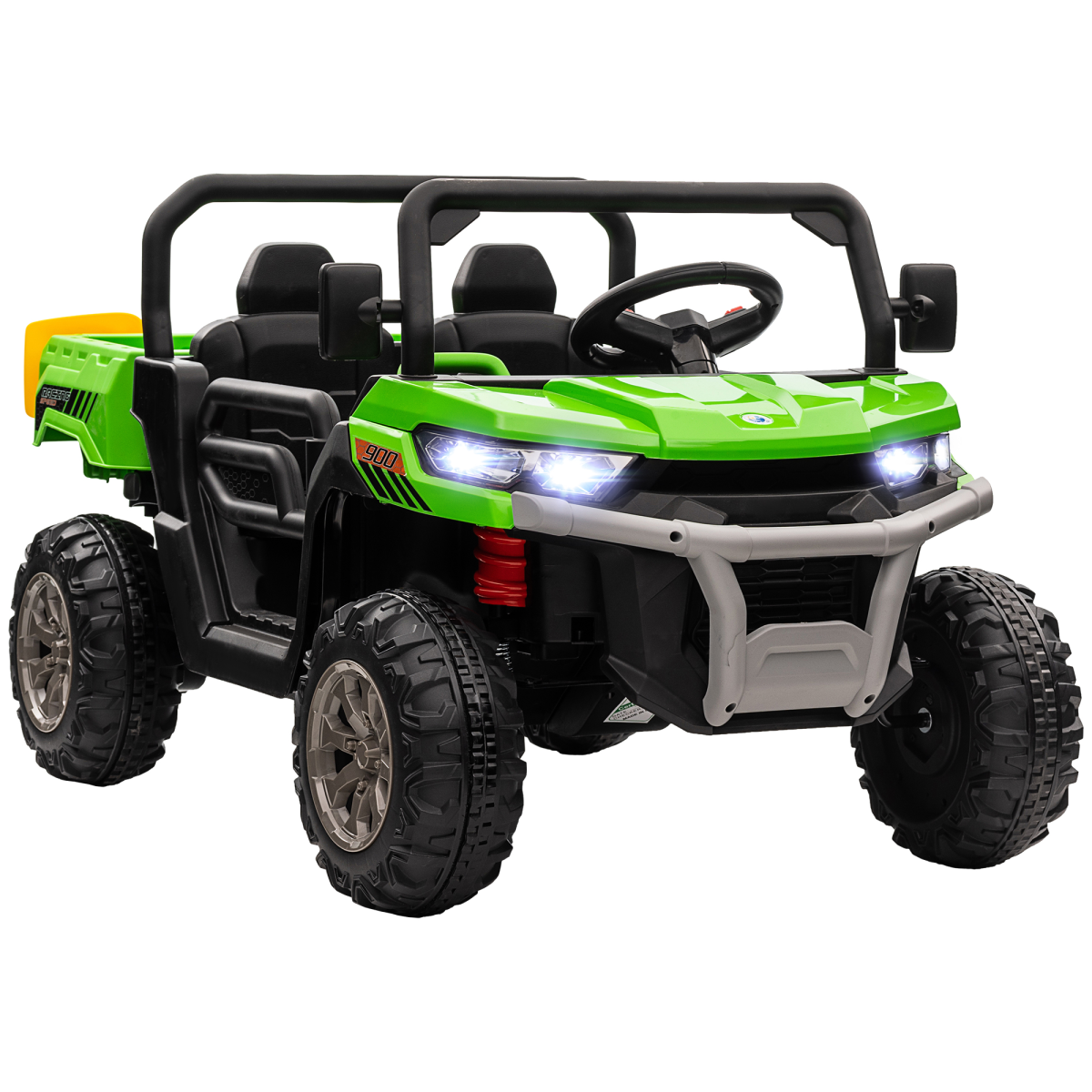 Two-Seater Kids Electric Ride-On Car w/ Electric Bucket - Green