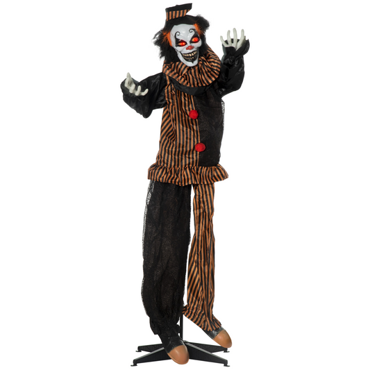 67 Inch Life Size Outdoor Halloween Talking Circus Clown Light Up Eyes Laughter