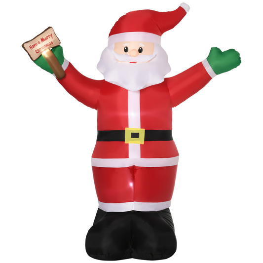 8' Inflatable Christmas Santa Claus Holds Light Sign of Blessings LED