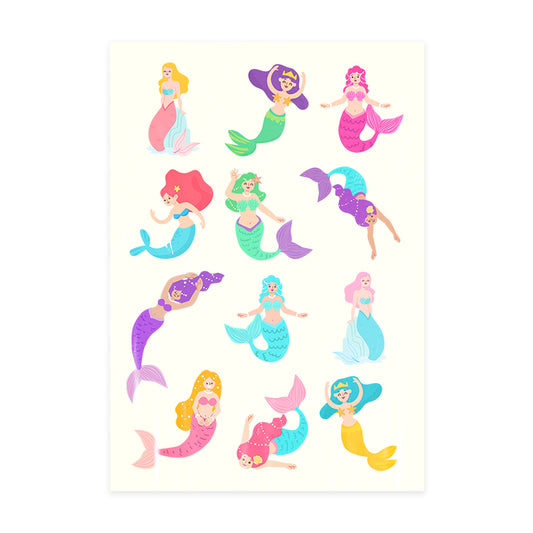 Mermaid Super Tattoo Sheet ( 12 Tattoos )