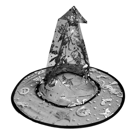 Witch Pumpkin Bat Mesh Hat ( Black/Silver )