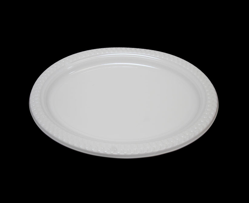 9" Disposable White Plastic Plate Pack of 50 MX8010