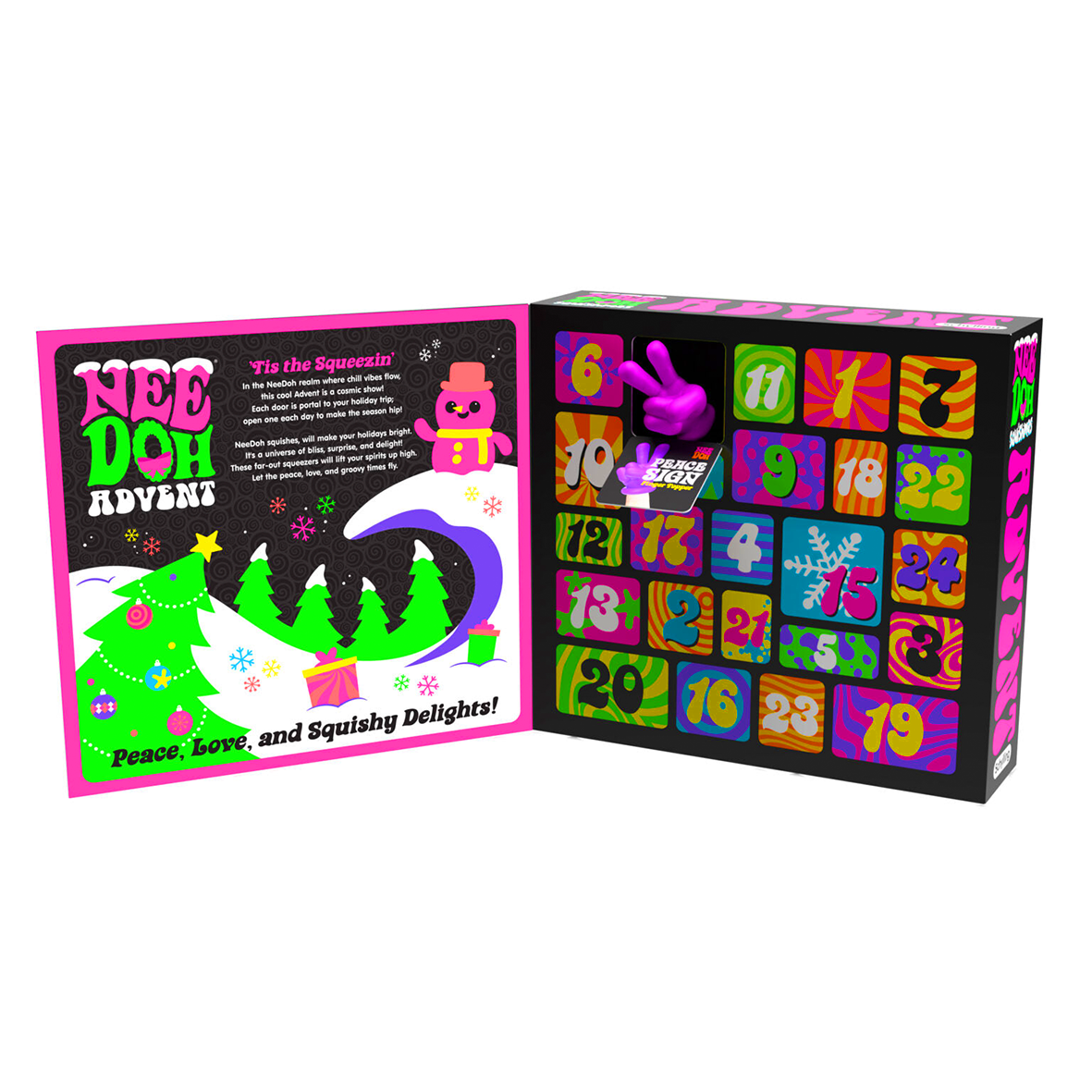 NeeDoh Squishmas Advent Calendar - 24 Mini Squeeze Toys - Christmas Countdown - Ages 3 to Adult