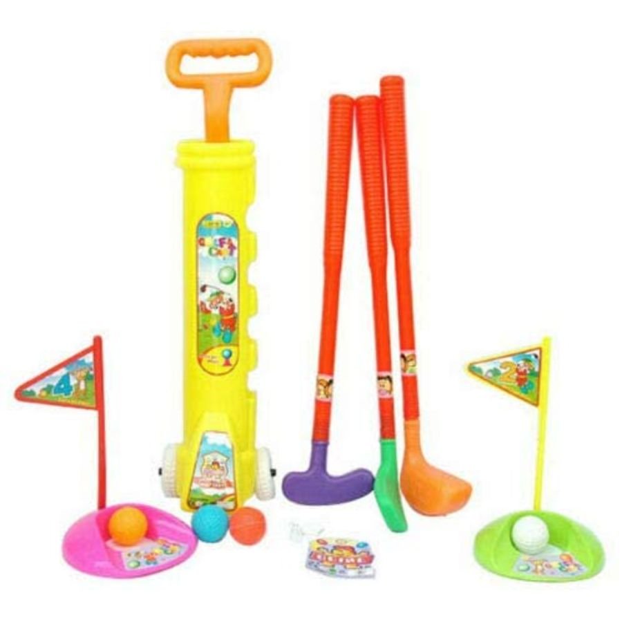 Golf Toy Set With Club Flags And Holes