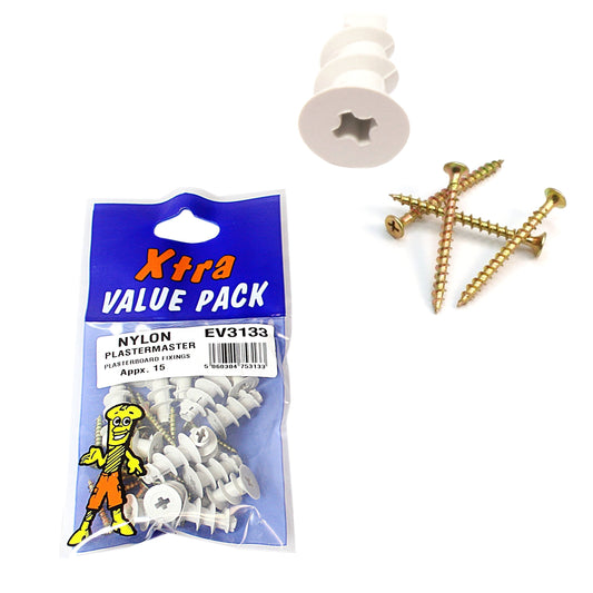x tra Value Pack Nylon Plaster Master Plasterboard Fi x ings Pack Of 15