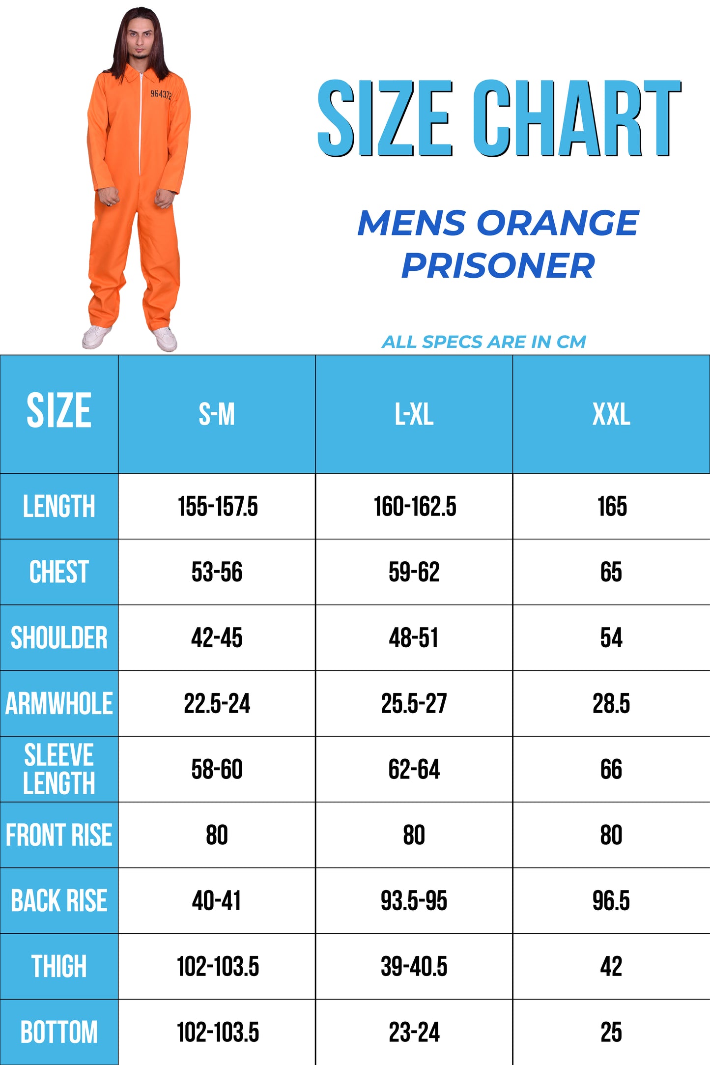 Men's Orange Prisoner Coverall Jumpsuit