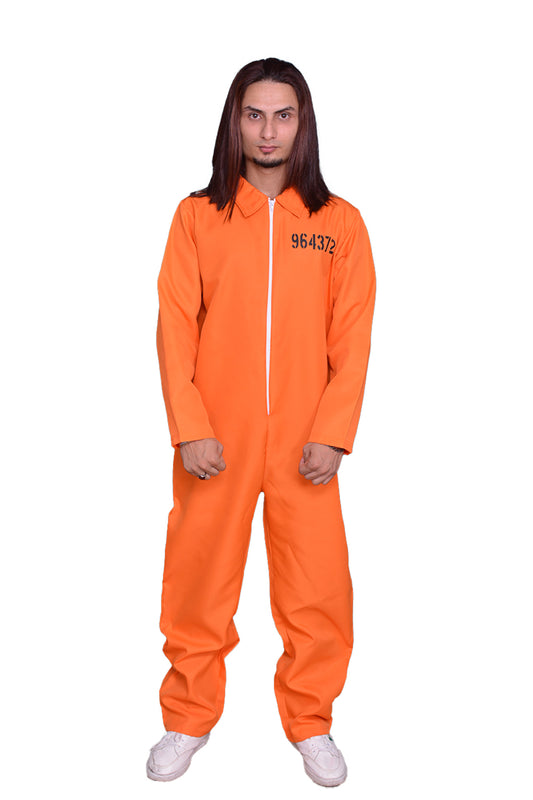 Men's Orange Prisoner Coverall Jumpsuit