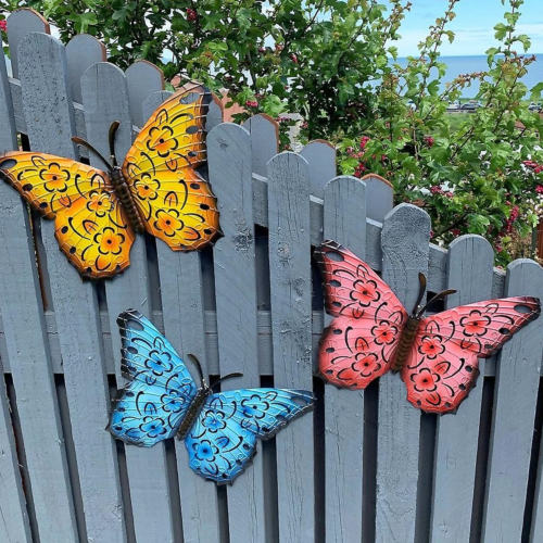 Large Outdoor Metal Butterfly Wall Art Decoration -3 colours mix