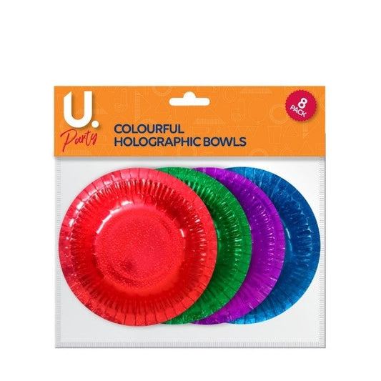 Holographic Paper Bowls Colourful Pack of 8 P1423