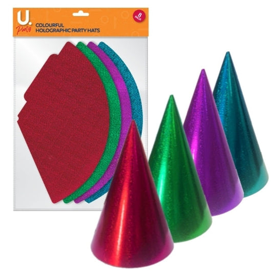 Paper Birthday Party Hats Colourful Pack of 8 P1427